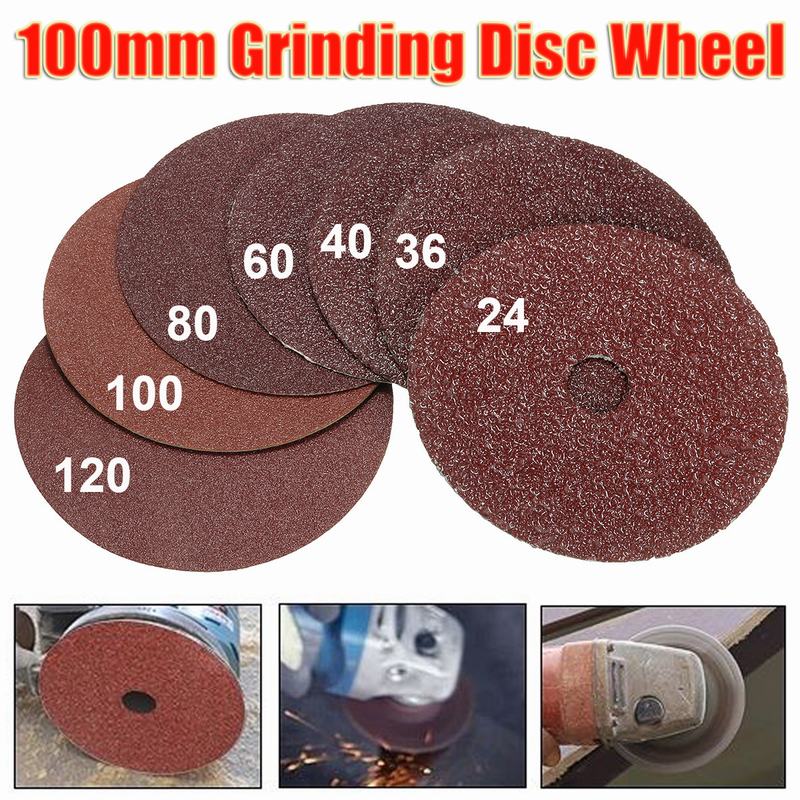 50x 4/" 100mm Fibre Sanding Grinding Discs Wheel 24-120Grit cut off Angle Grinder