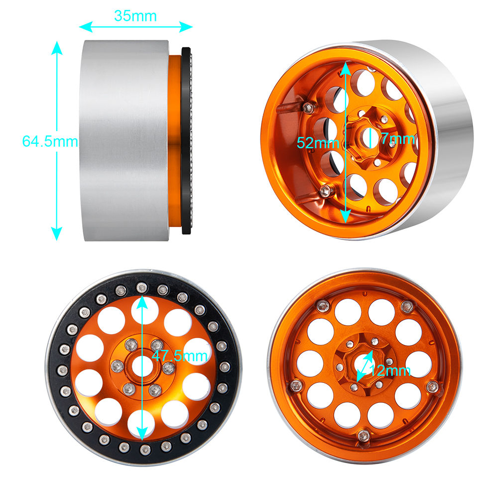 Nuovo Strumento Di Montaggio/smontaggio Pneumatici Metallici CNC Per Auto Cingolate Rc 110 Cerchi Beadlock Da 19 E 22 Pollici Nero~p133245012