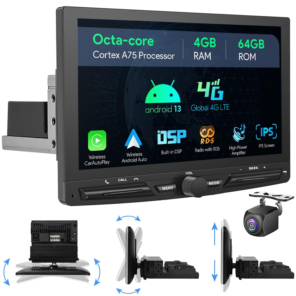4G Octa-Core 1Din Android 13 Car Stereo Radio