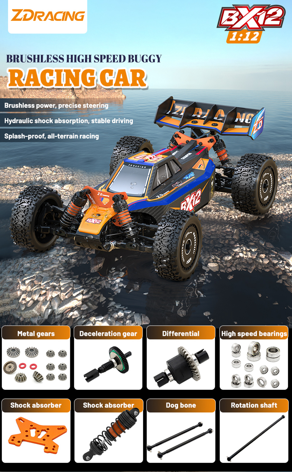 ZD Racing BX-12 1/12 Vehicle 2.4GHz 70KM/H High Speed