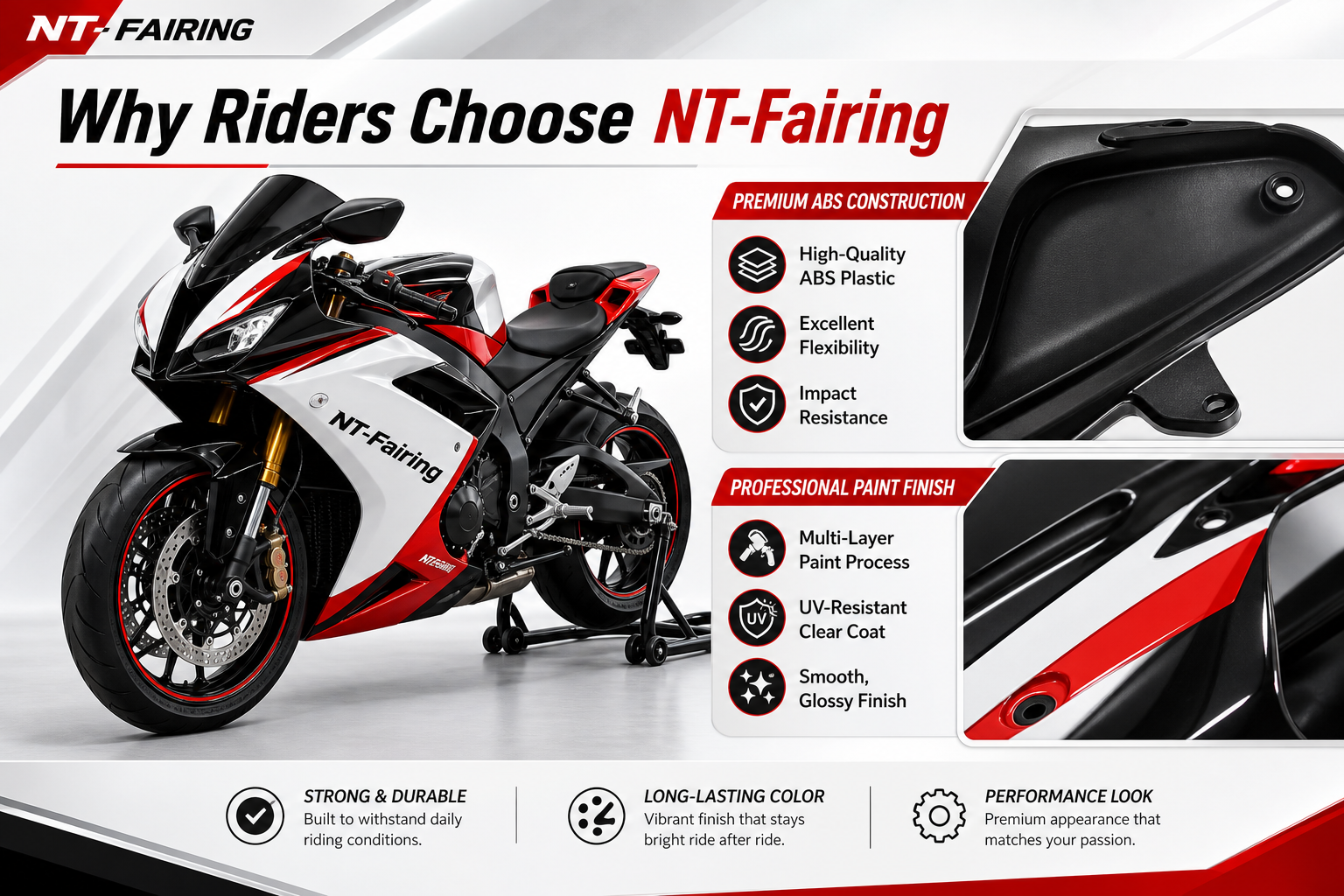 NTNT Injection Matte Black Red Fairing Fit for Honda 2003-2004