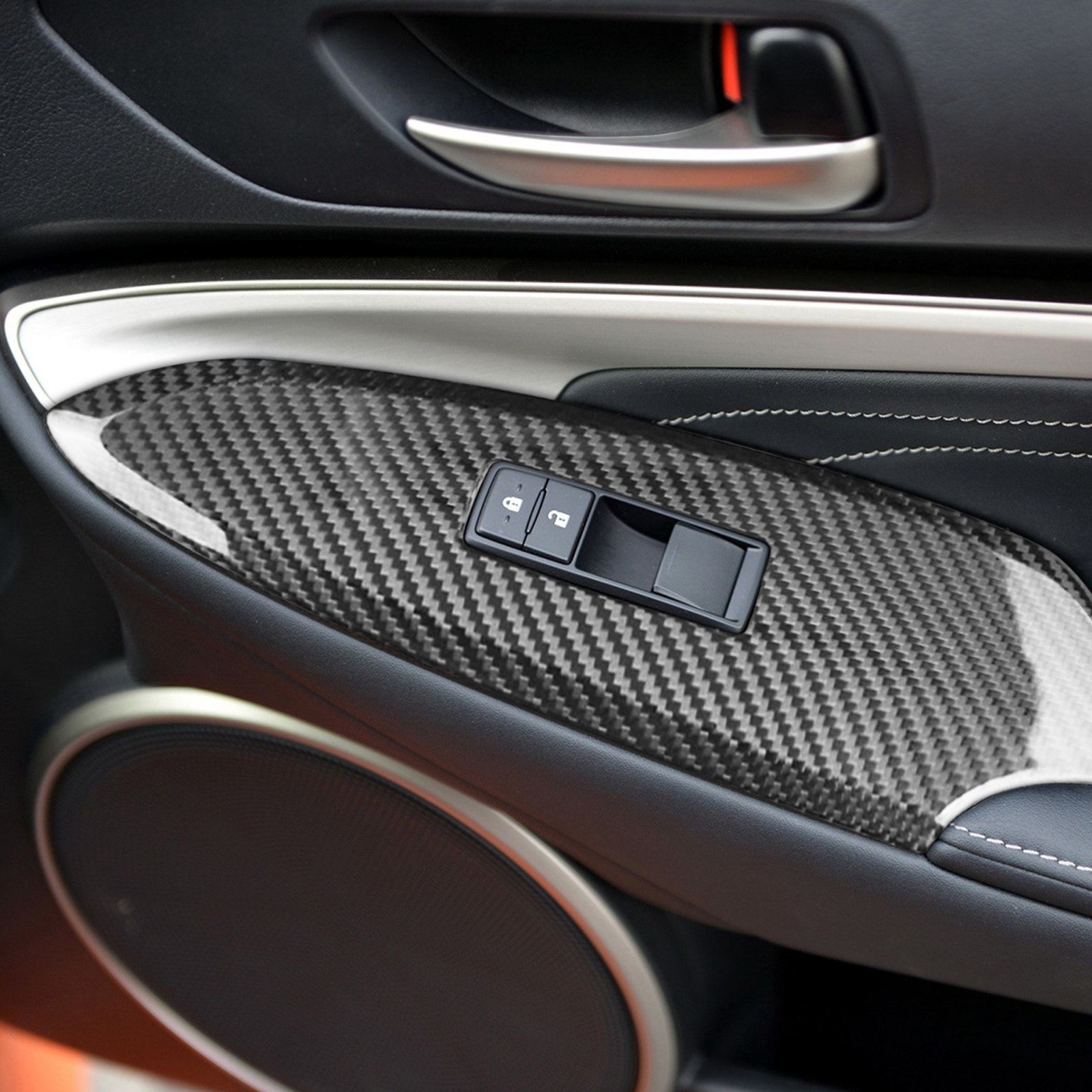 Interior Trim Dry Carbon Fiber Door Window Switch Cover For Lexus