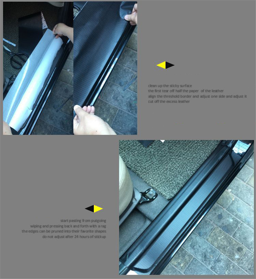 Waterproof Door Sill Cover Threshold Step Guard 120*50CM PU Carbon Fiber Style