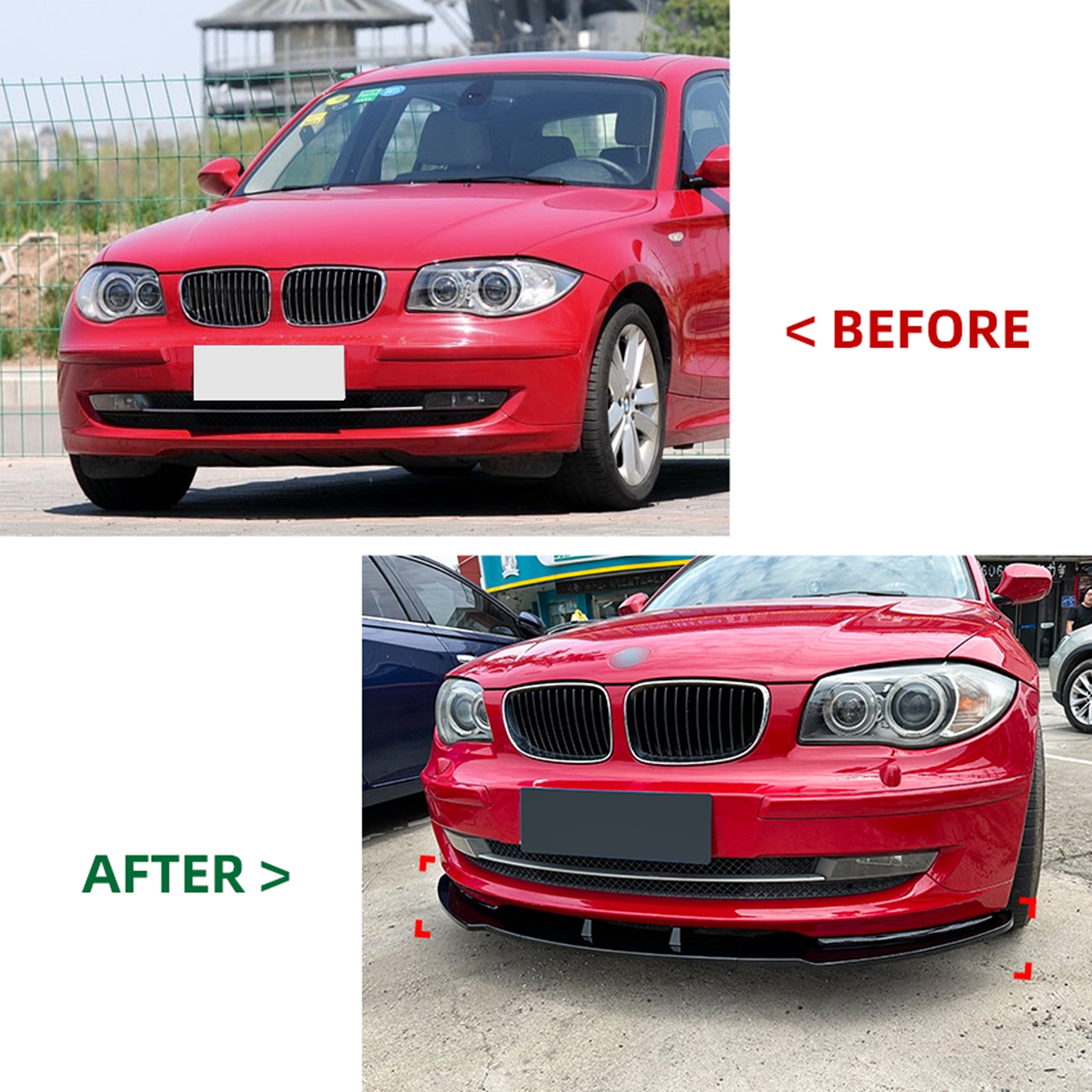 Spoiler Anteriore Per BMW E82 E87 E88 - Carbon Look, Paraurti Lip Splitter 2007-2013 - Foto 10