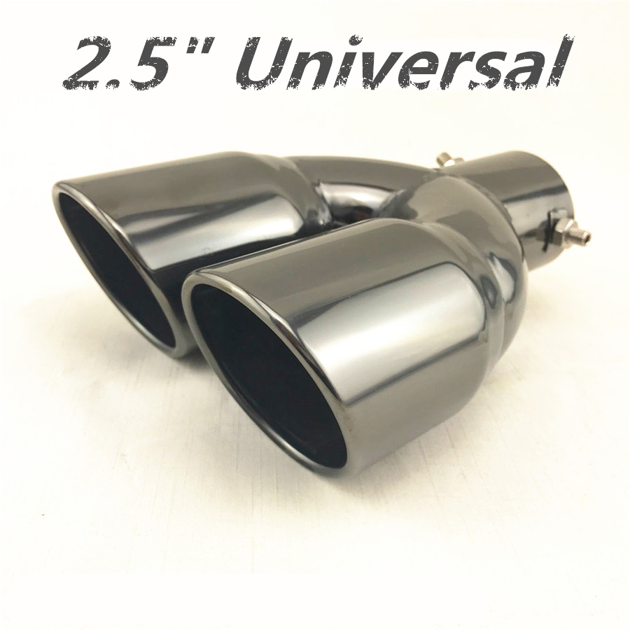 glänzend Schwarz Auspuffblende 45-63mm Kfz Auspuffrohr Doppel-endrohr Universal