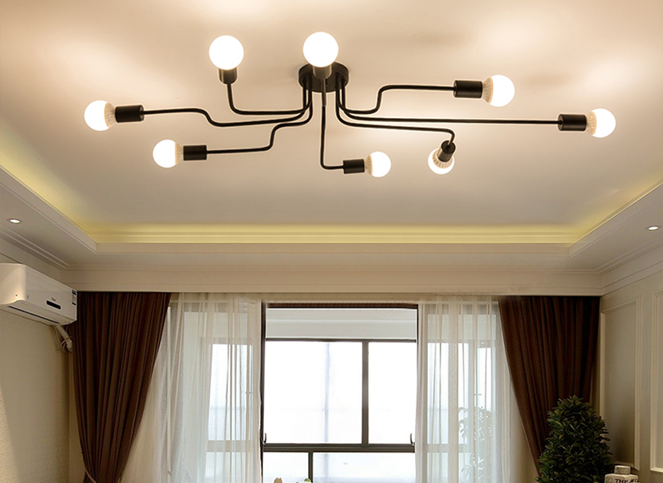 Wrought Iron lights LED E27 220V Home lighting 4/6/8 Ceiling Lamp Indoor bulb