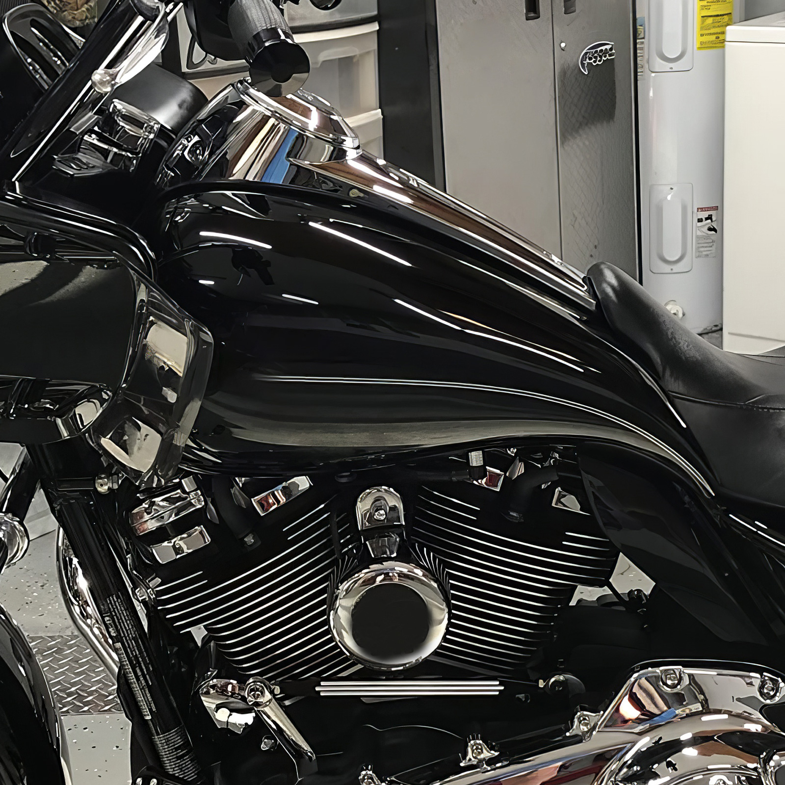 Vivid Black Stretched Gas Tank Cover For Harley Touring Street