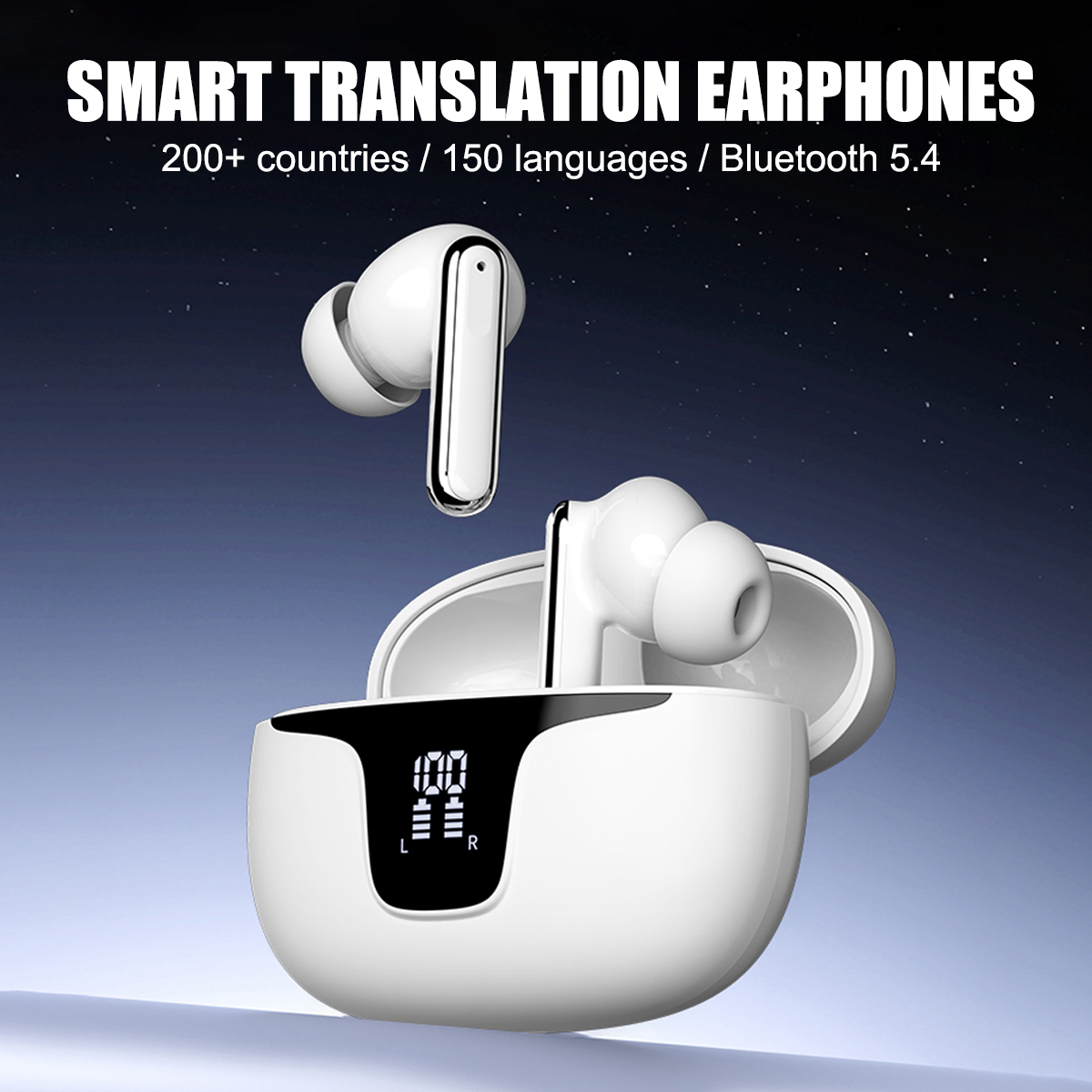 AI Earphone VTrans ワイヤレスイヤフォン VTrans V18 Bluetooth Translation Earbuds - Real-Time Language