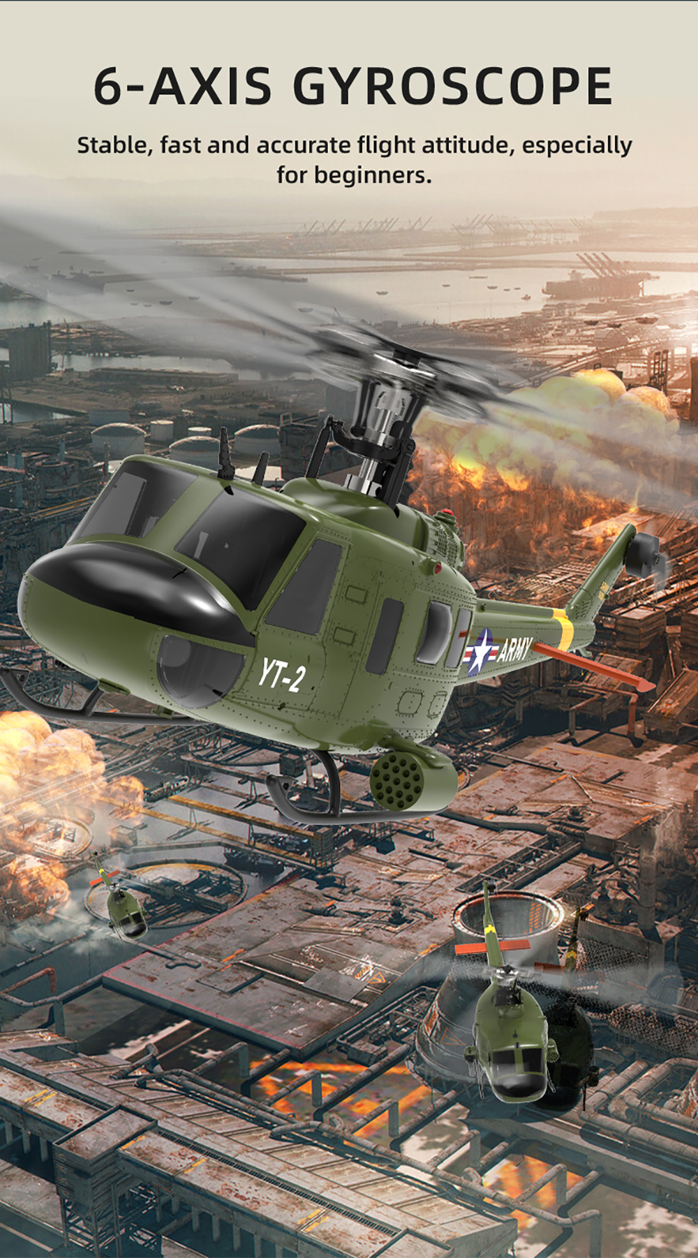 YUXIANG F07-V UH-1 Huey 6-Axis Gyro 6CH 3D Flying Brushless RC
