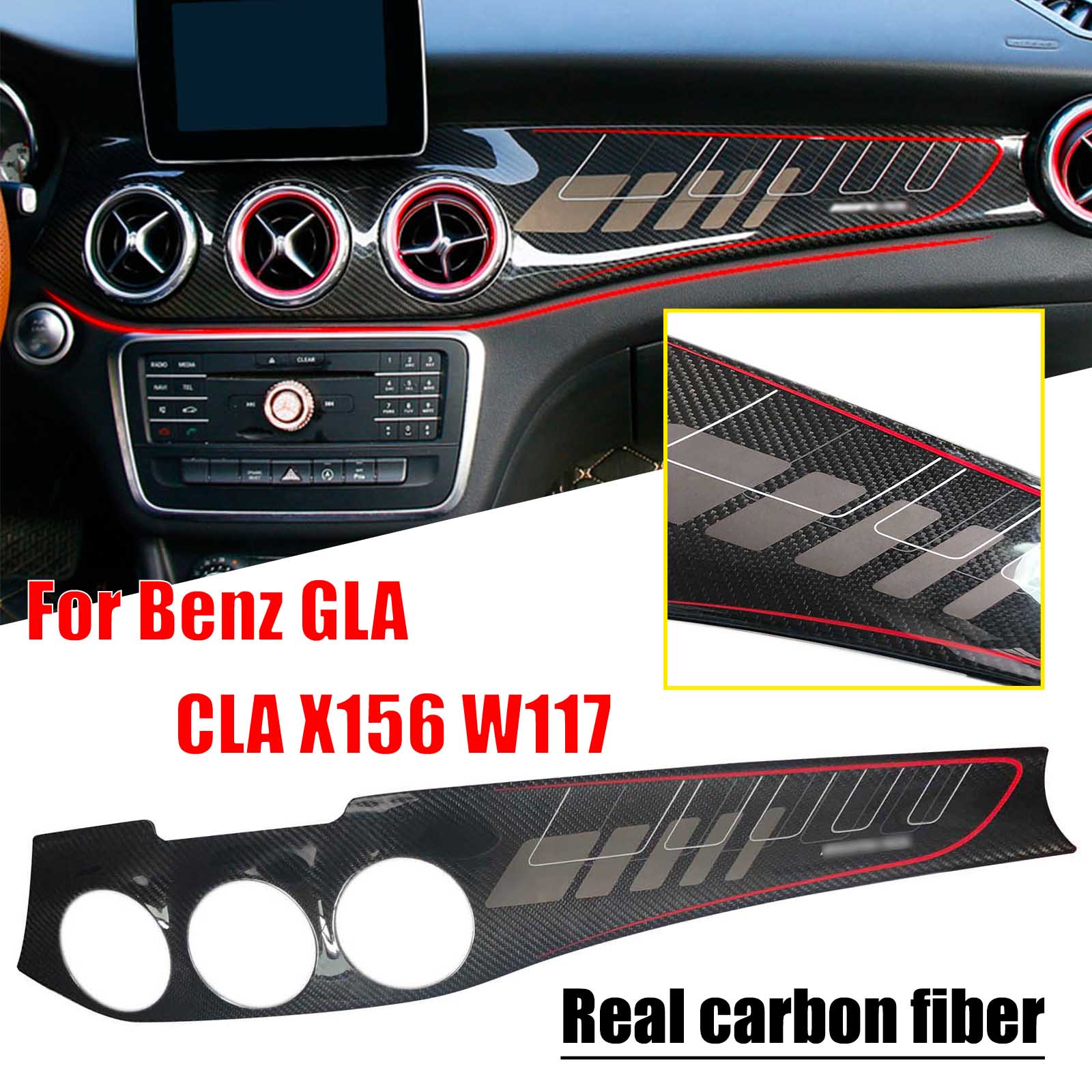 For Benz GLA CLA 2013-2019 Carbon Fiber Central Console Dashboard