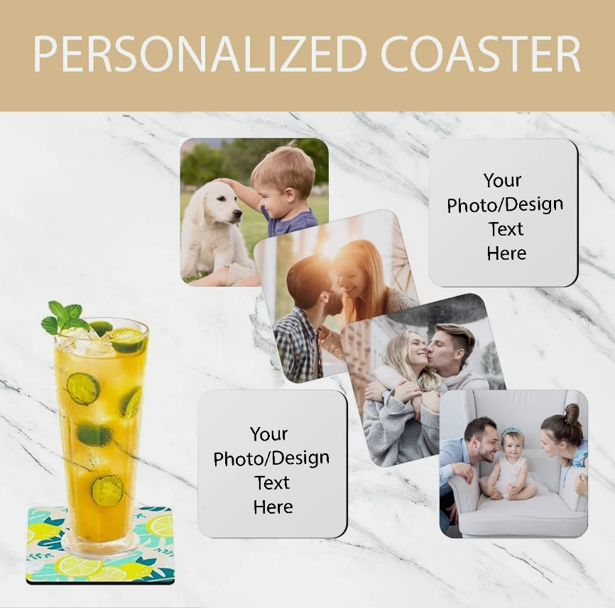 thumbnail image 2 of Personalized Engraved Slate Drink Coasters, Set Of 4, Round Housewarming Gift 2 of 5