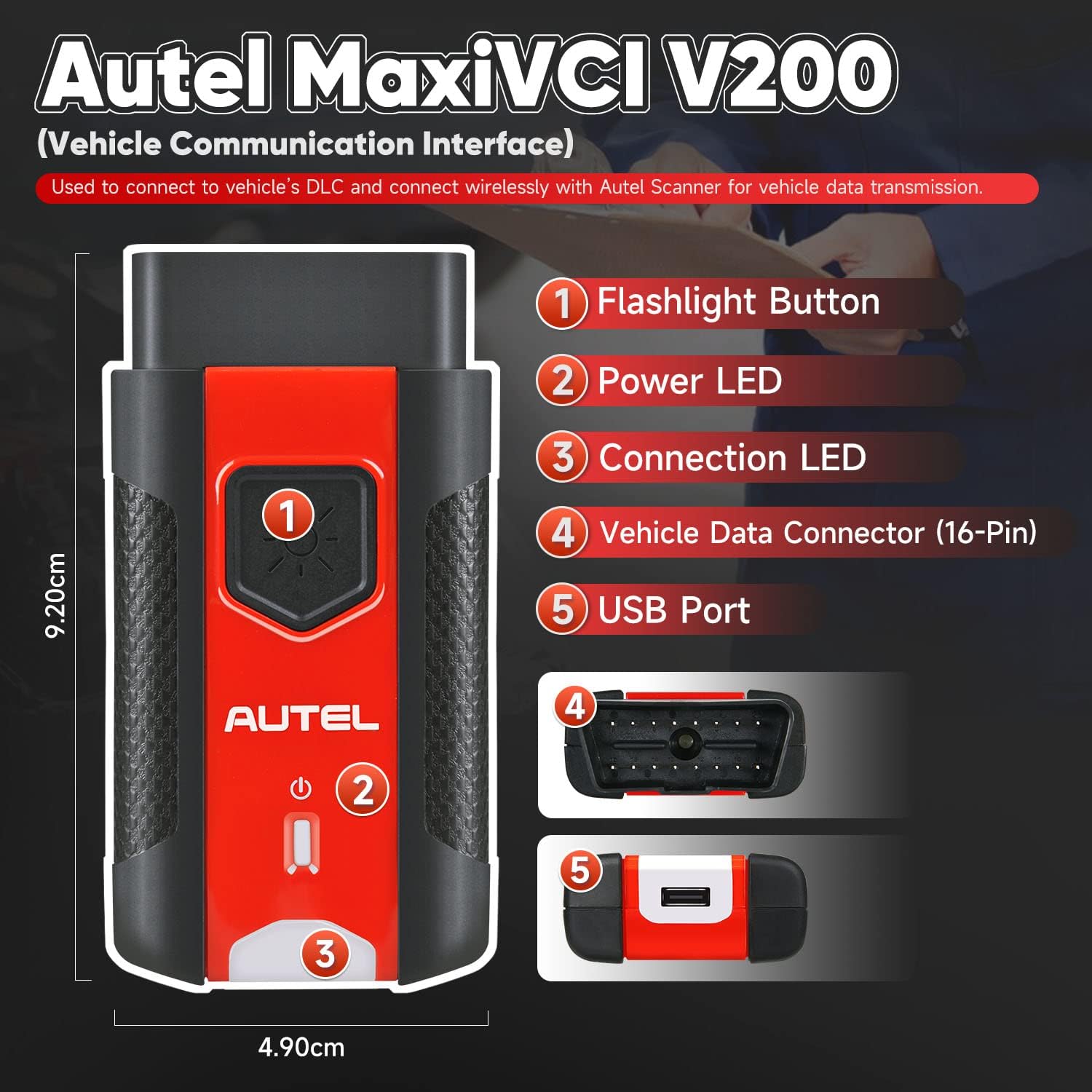2026 Autel MaxiVCI V200 VCI200 Wireless Dongle Car Communication