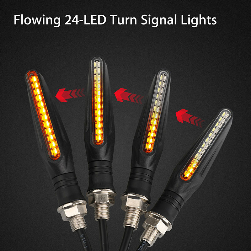 4x Flowing LED Motorcycle Turn Signals Light Blinker