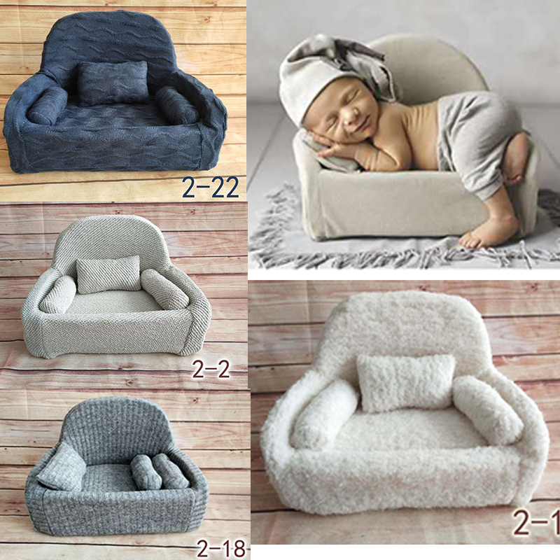 Details About Newborn Baby Photo Props Small Sofa Seat 3 Cushions Photography Chair Pose Shoot