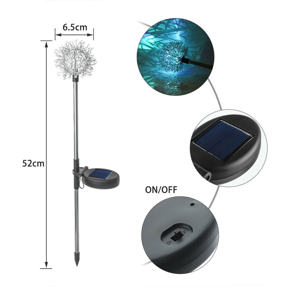 4Pcs Solar Powered Garden Decor Stake Path Lawn Yard LED Outdoor