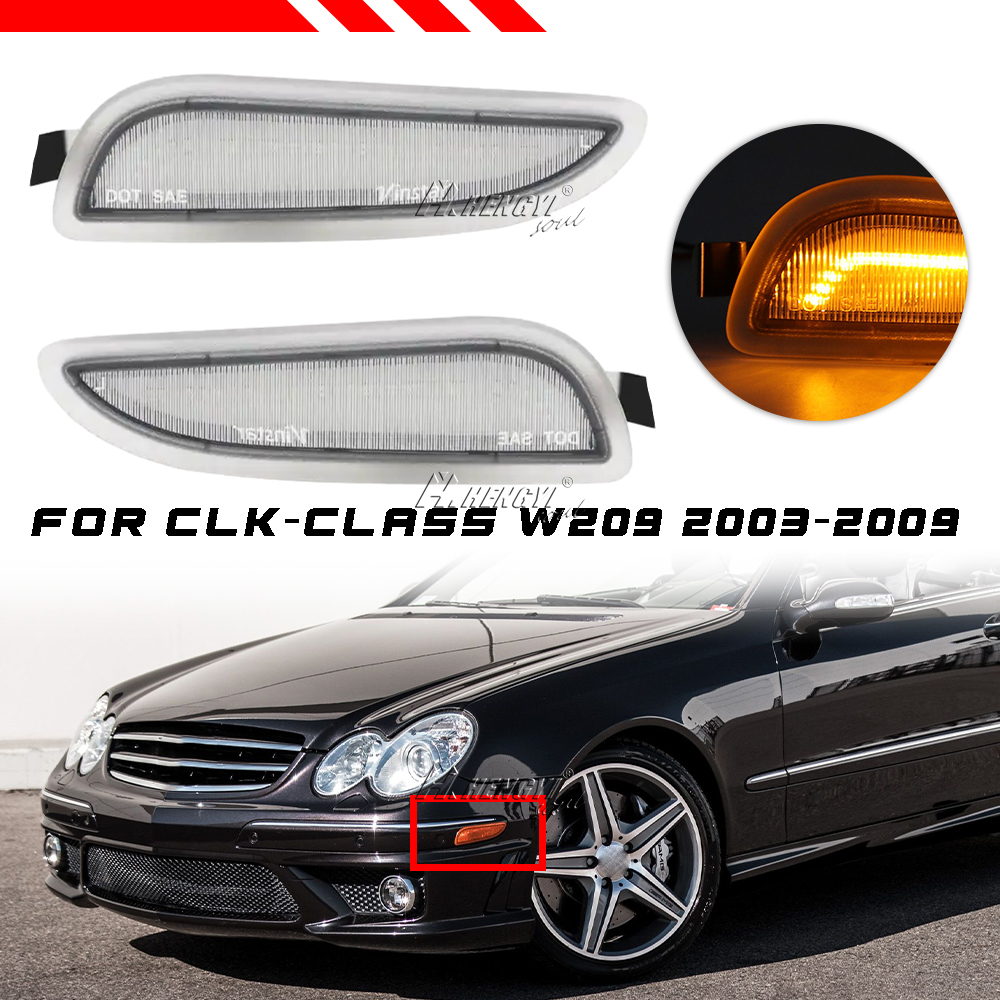 2x Clear For Mercedes CLK-Class W209 2003-2009 LED Bumper Side