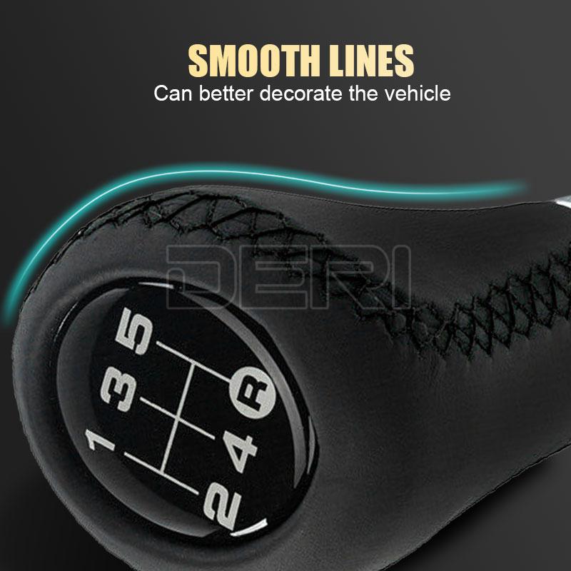 5 Speed Black Car Manual Shift Knob Gear Stick Shifter Lever Leather  Universal