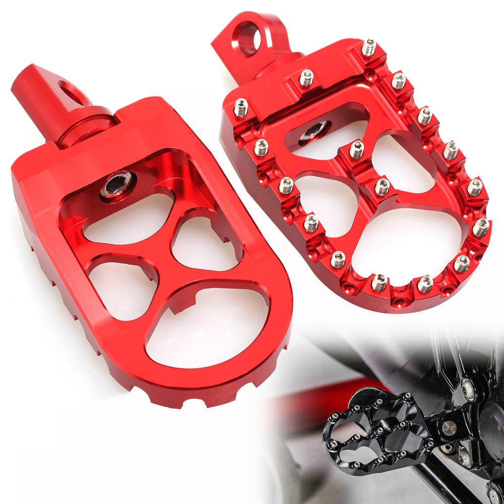 MX Style Aluminum Wide Fat Foot Pegs Red For Harley Davidson Dyna