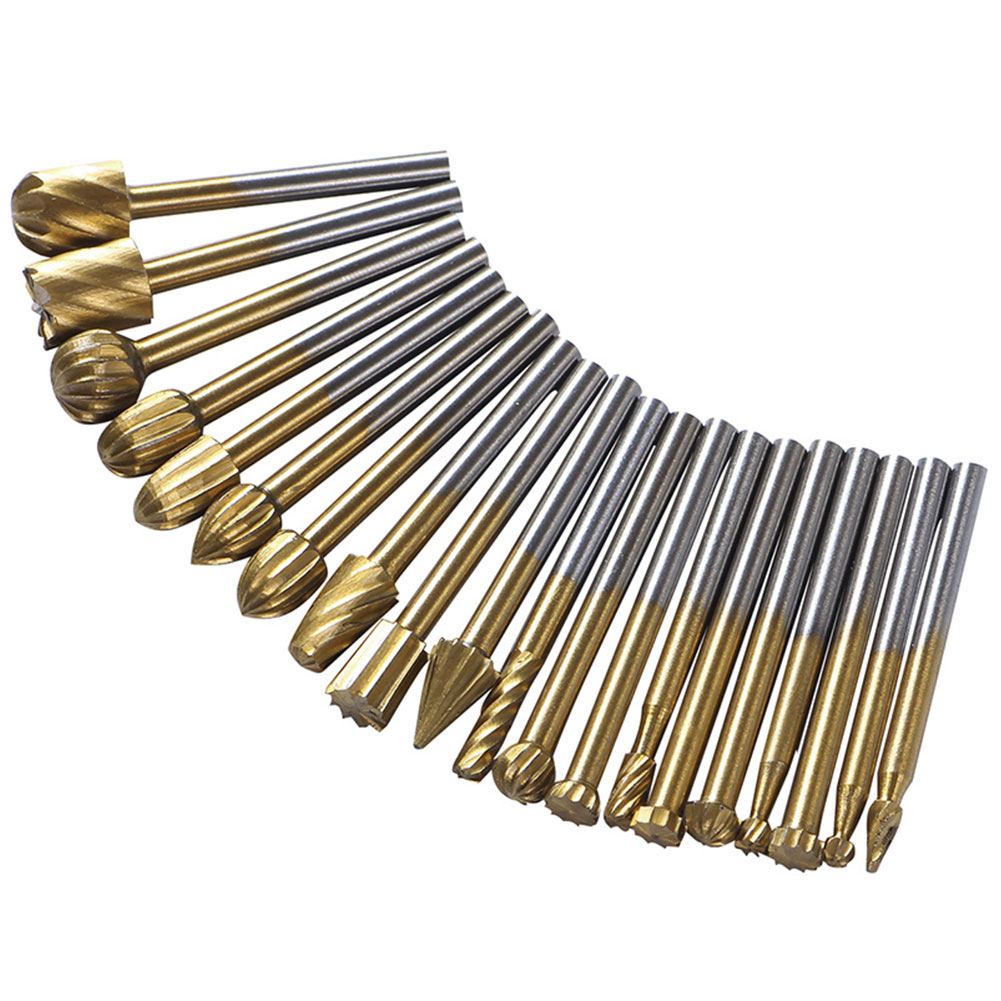 20 pcs Drill Bits Tool Dremel Steel HSS Rotary Burrs High Speed Wood