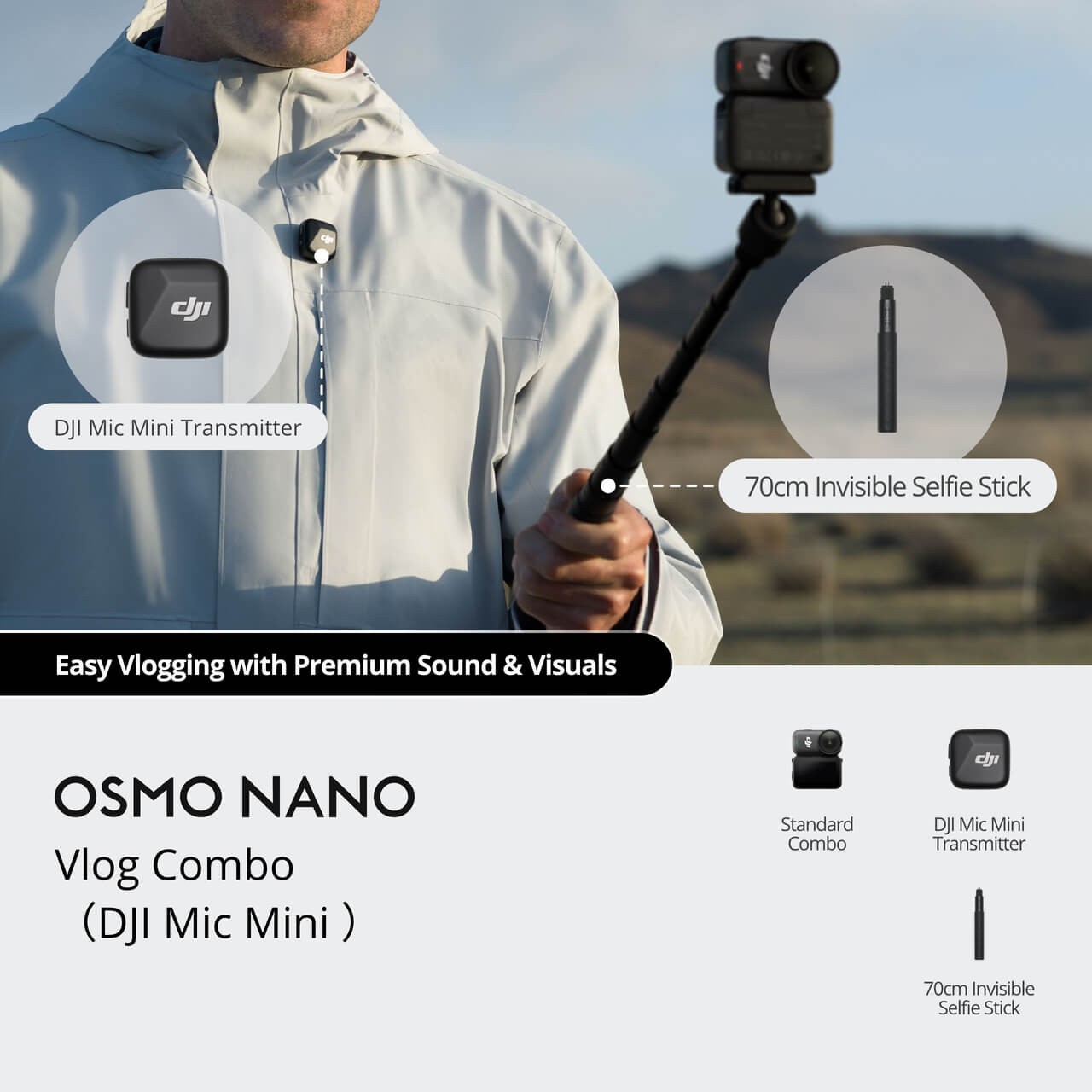 DJI Osmo Nano Vlog Combo 64GB/128GB with DJI Mic Mini Transmitter 