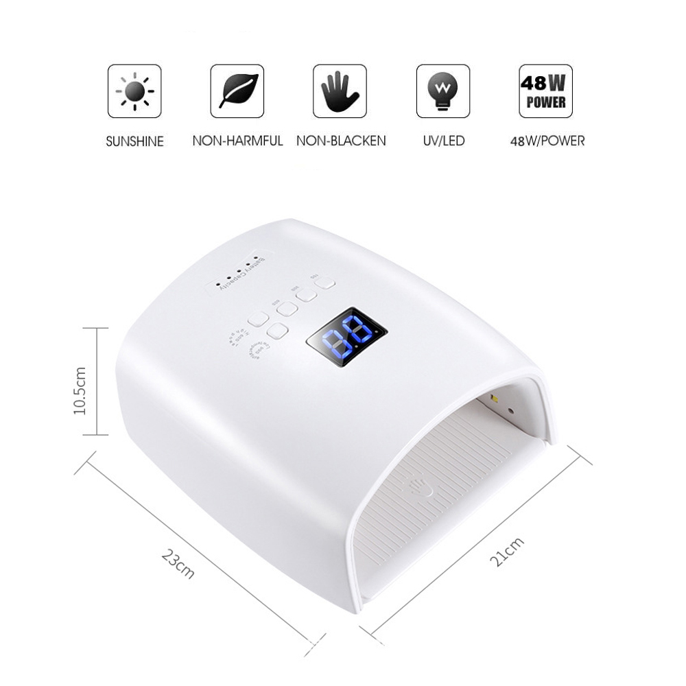 48W Cordless Rechargeable Nail Dryer UV LED Gel Light Art Polish ...