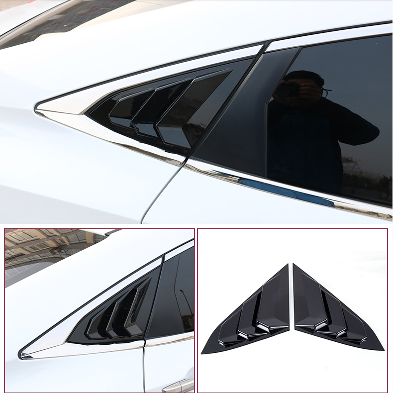 For Honda Civic 20162020 ABS Black Rear Side Window Quarter Louver