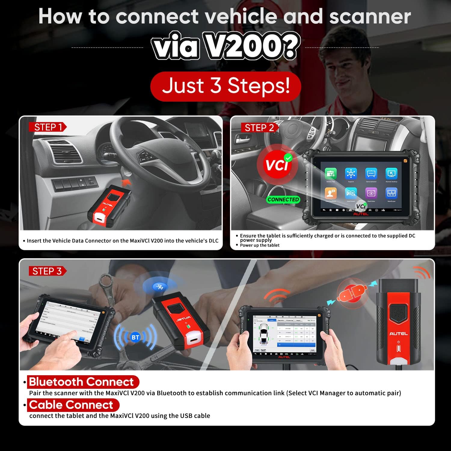 2026 Autel MaxiVCI V200 VCI200 Wireless Dongle Car Communication