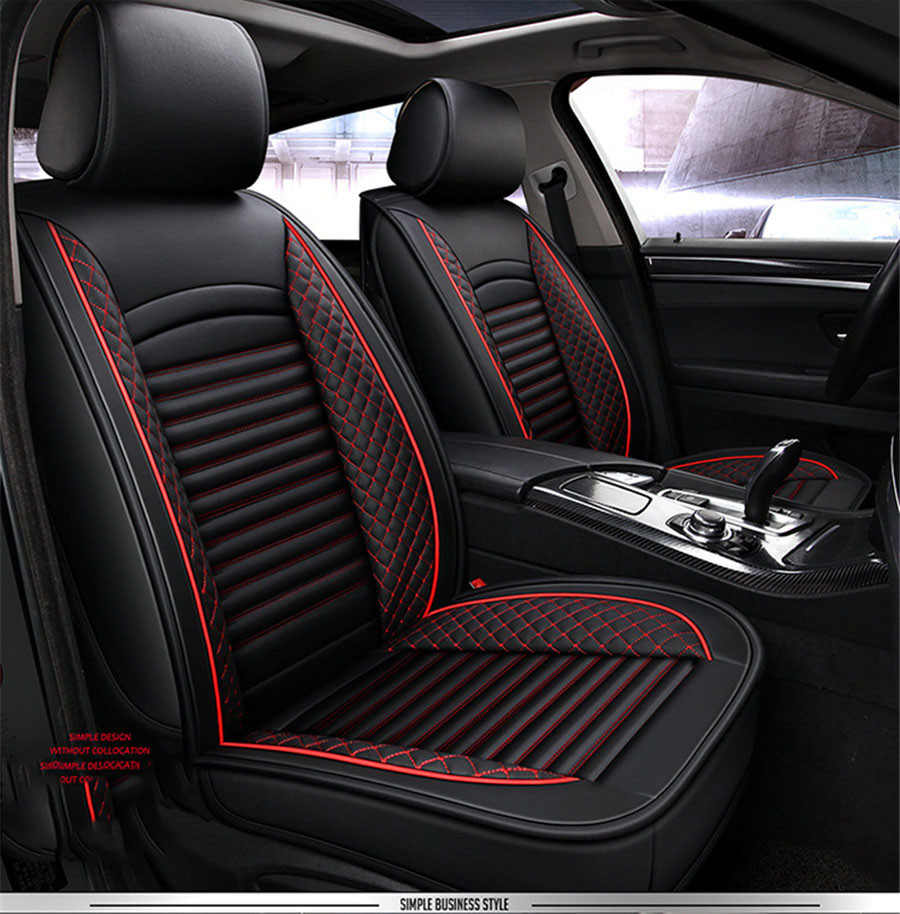 Deluxe Black PU Leather 2 Front Car Seat Covers Cushion Accessory For 5-Seat Car
