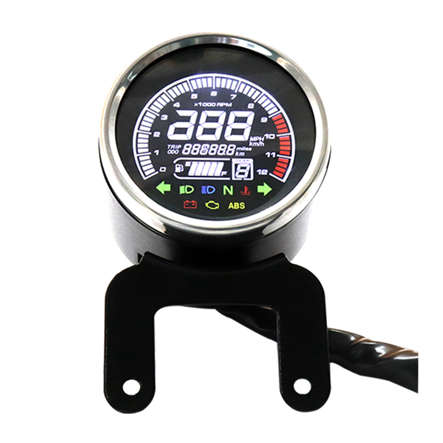 Universal Round Digital Motorcycle Speedometer Odo Tacho