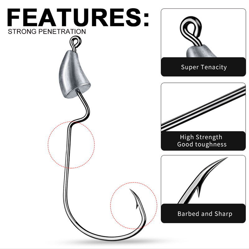 Hameçon Owner JH-43 Bullet Offset Hook 1/8 Oz Taille 1/0, Neuf, Lot De 4