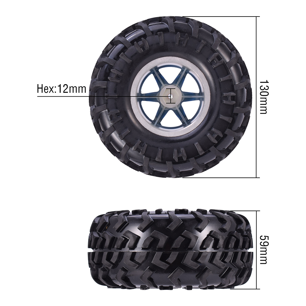 4PCS 12mm Hub Wheels Tires 1:10 Off Road RC Car Monster Truck Tire Foam  Inserts