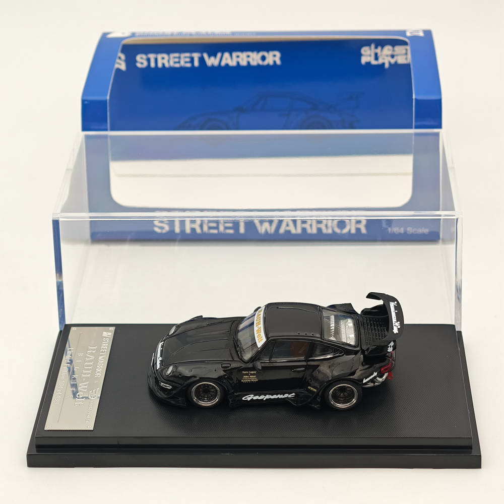 Street WARRIOR 1/64 Porsche RWB 993 Black Sport Car Diecast Model