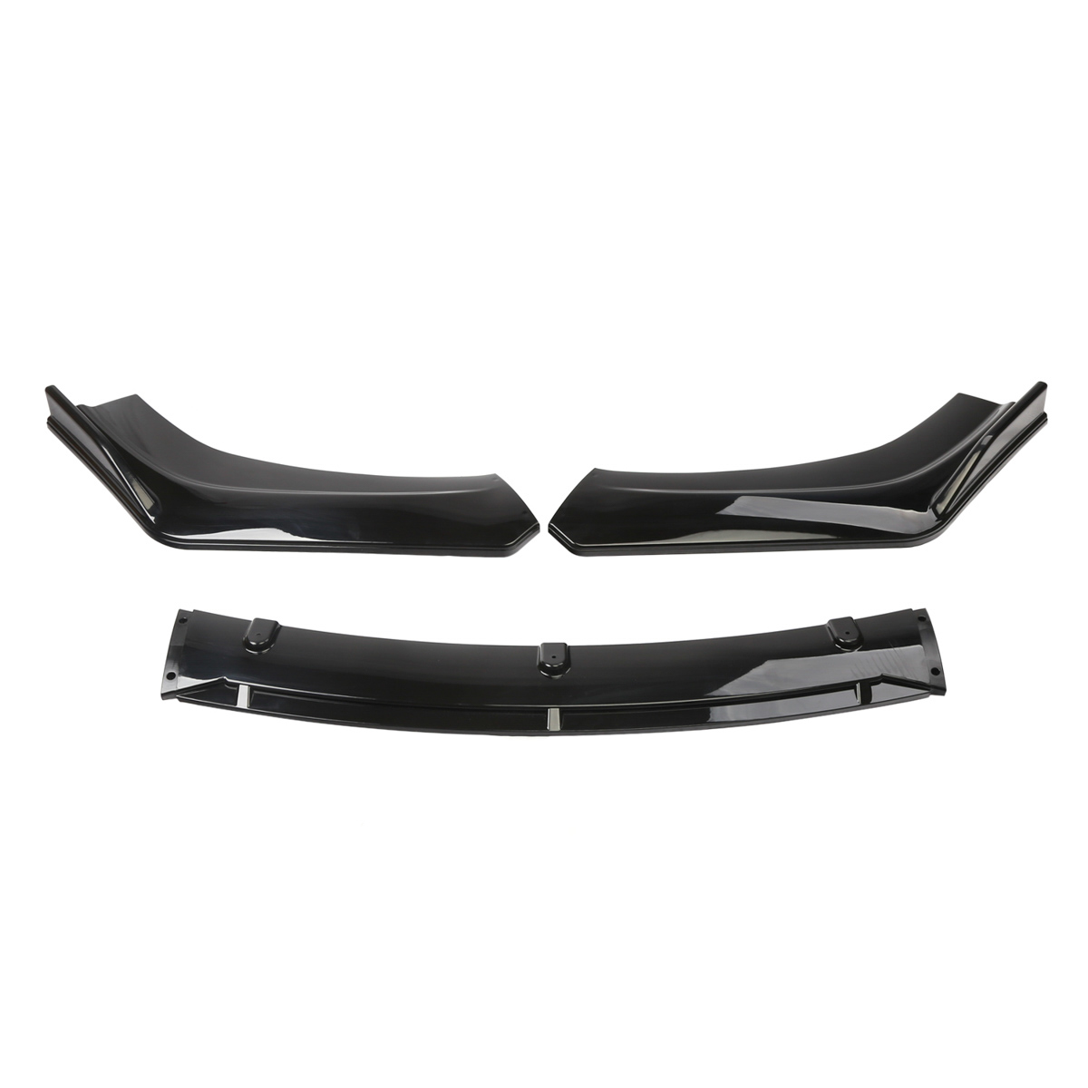 Glossy Black Front Bumper Lip Splitter Chin Spoiler Kit For Honda Civic Sedan/Coupe (4-Piece Set)