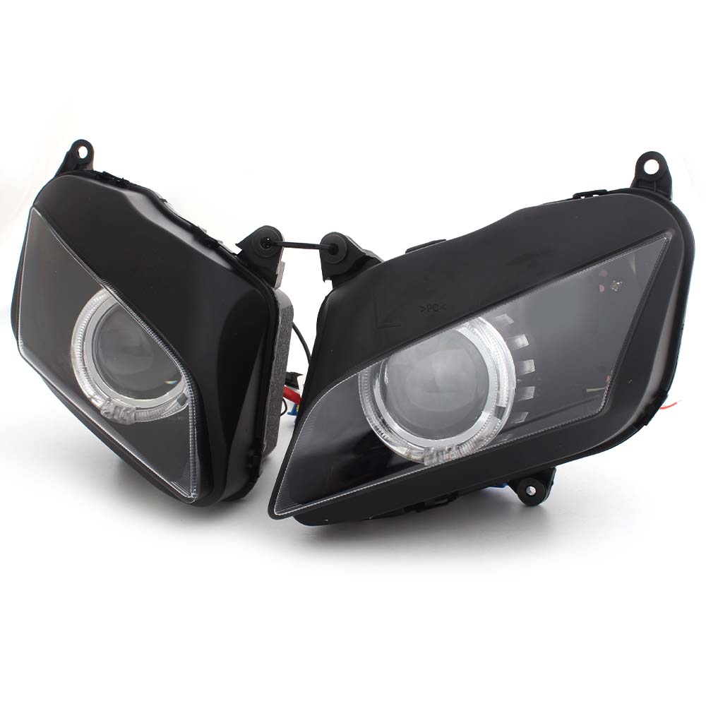 Front Fully Headlight Assembly Purple Angel Eyes Fit For Honda