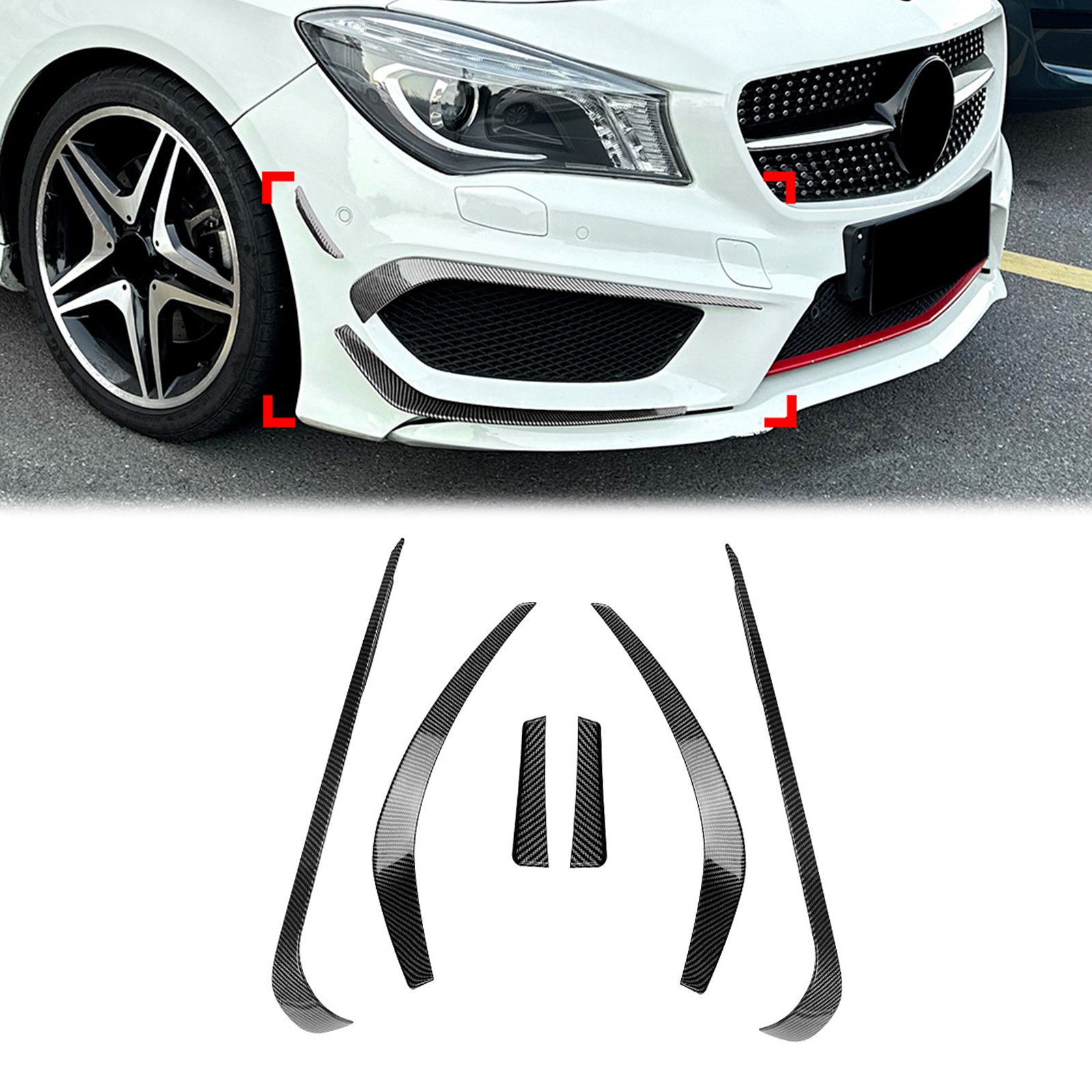 6PCS For 2014 2015 Benz CLA C117 AMG Carbon Fiber ABS Front bumper