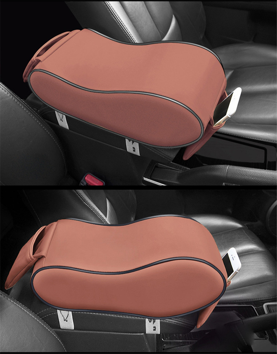 Sports Black Leather Armrest Cushion Arm Support For Car SUV Center