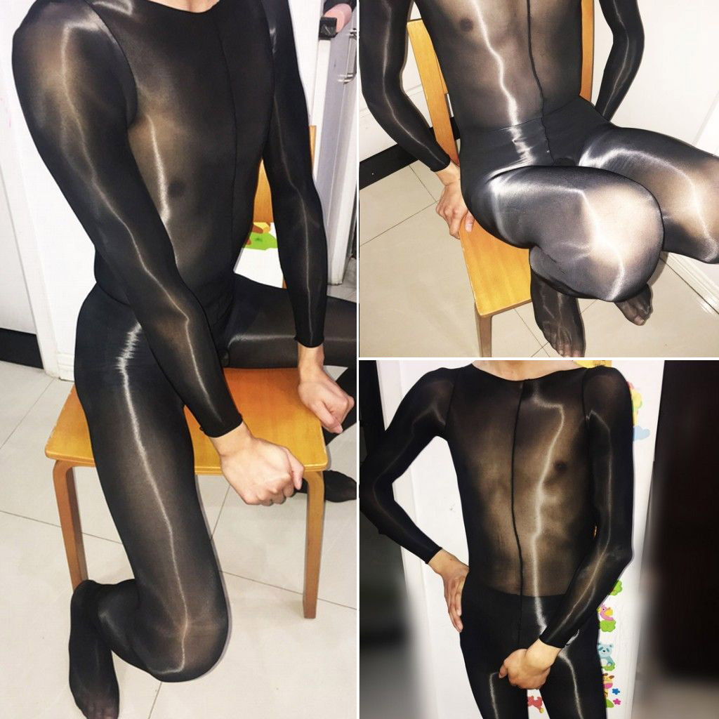 Shiny Nylon Porn Dress - Details about Mens Sexy 8D Super Shiny Long Sleeve Bodysuit Full Body  Stockings Sheath Catsuit