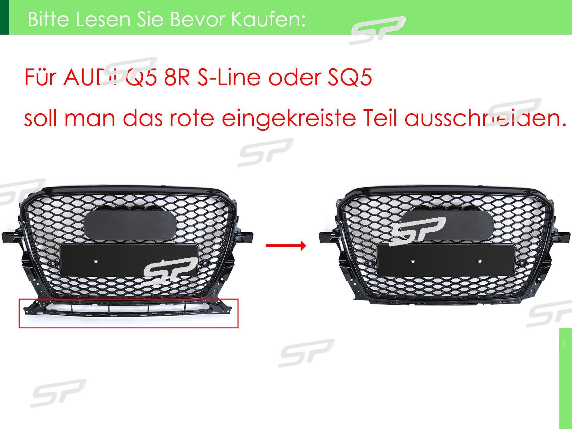 Schwarz Wabengrill Front Grill Kühlergrill für Audi Q5 SQ5 8R 2012-2016 mit  PDC