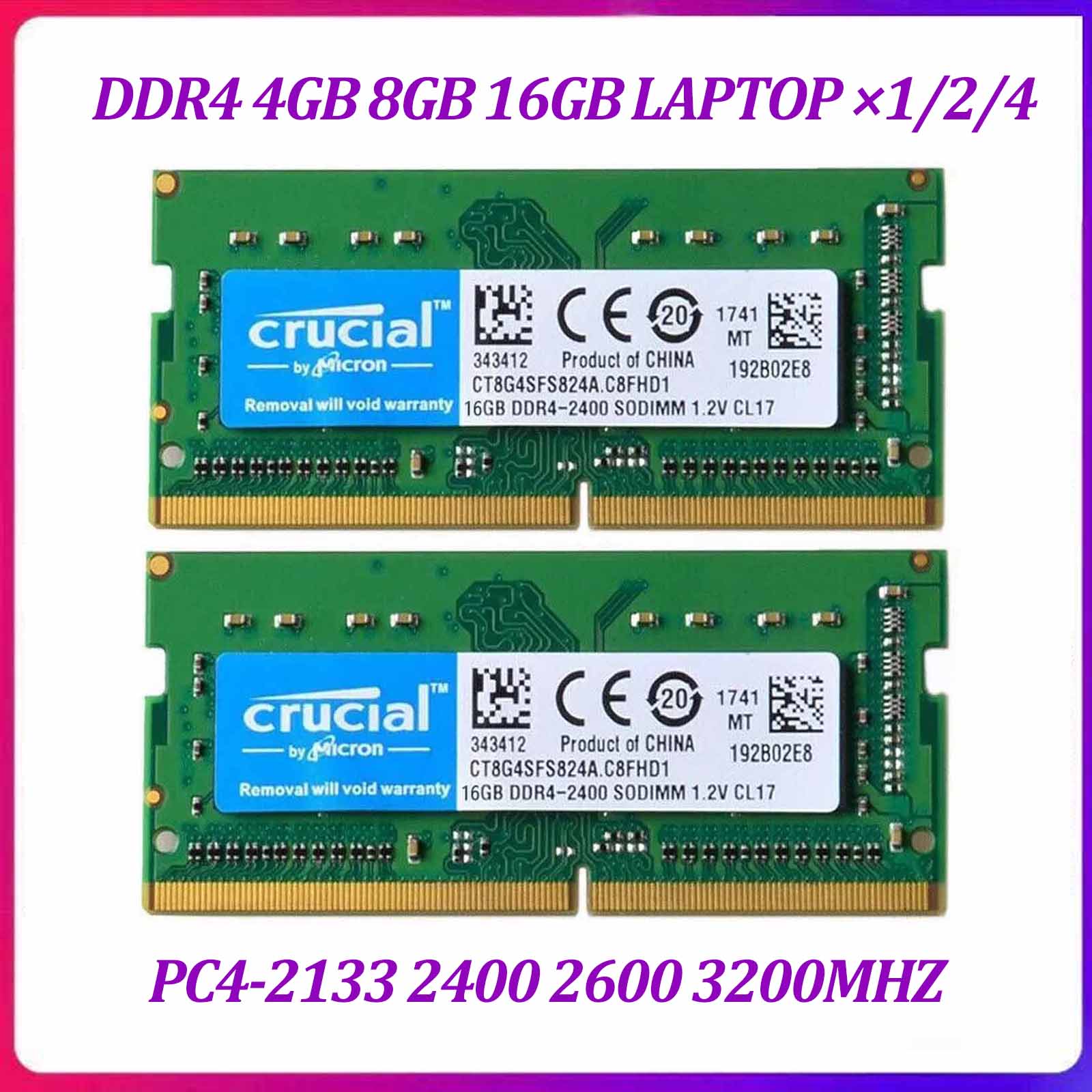 c*l様 L0218-15メモリCOLORFIRE DDR4-2400 PC4- Crucial 8GB 16GB 32/64GB DDR4 2133 2400 2666 3200 SO-DIMM 260-Pin