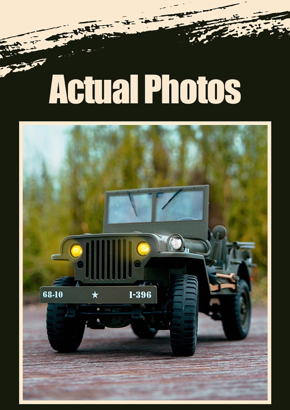 RC C8815 1/10 Jeep Military Car 2.4GHZ 4WD Off-Road Rubber Tires