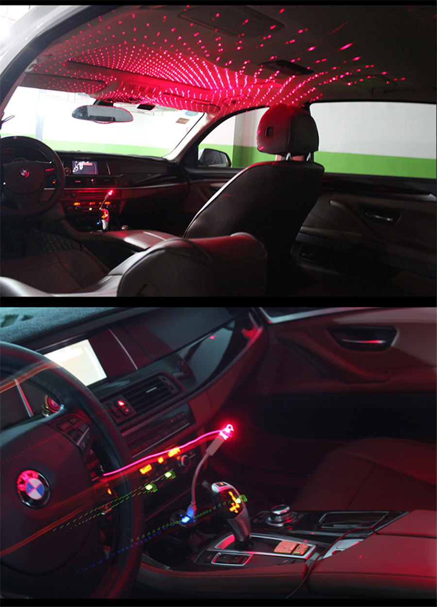 Details About Car Interior Ceiling Red Led Atmosphere Projector Usb Galaxy Meteor Star Lights
