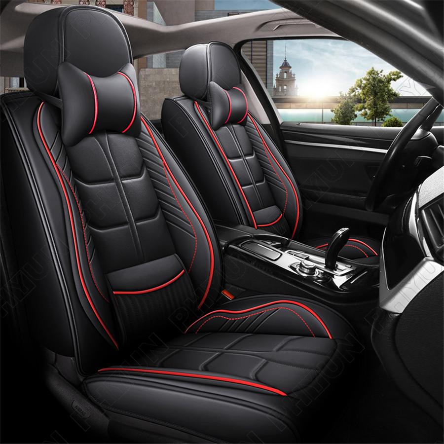 6D Red Universal Car 5-Seat Cover Front Rear PU Leather Interior Cushion  13PCS