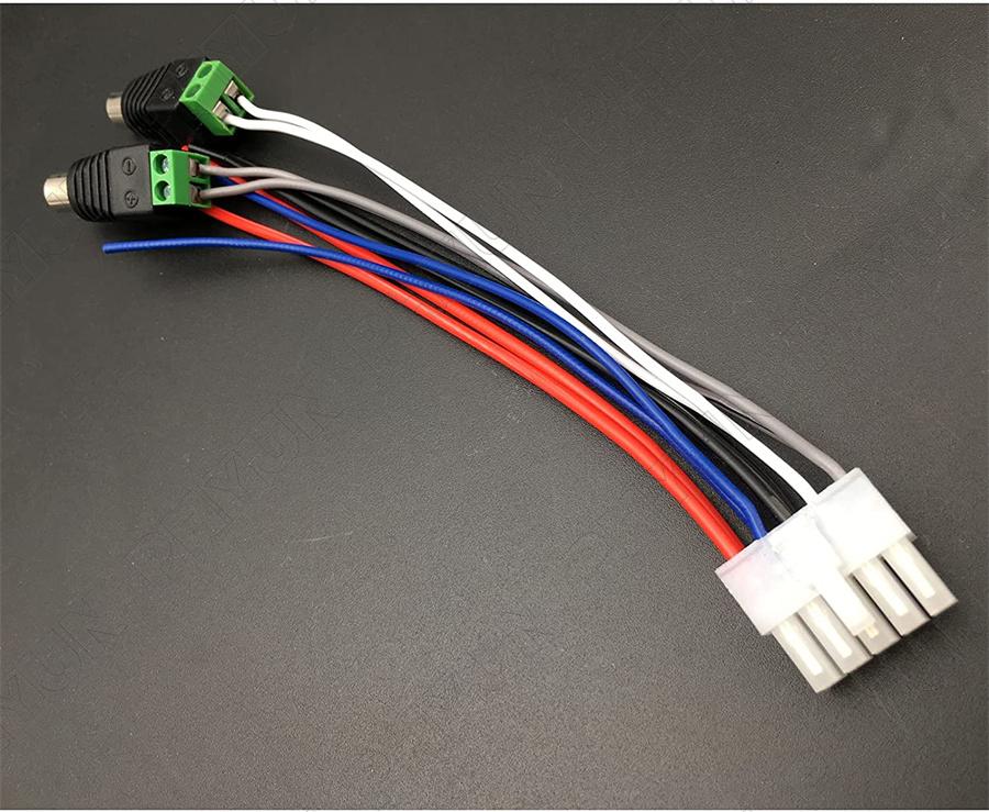 10-Pin Power Input Plug Wire Harness w/ RCA Connector For