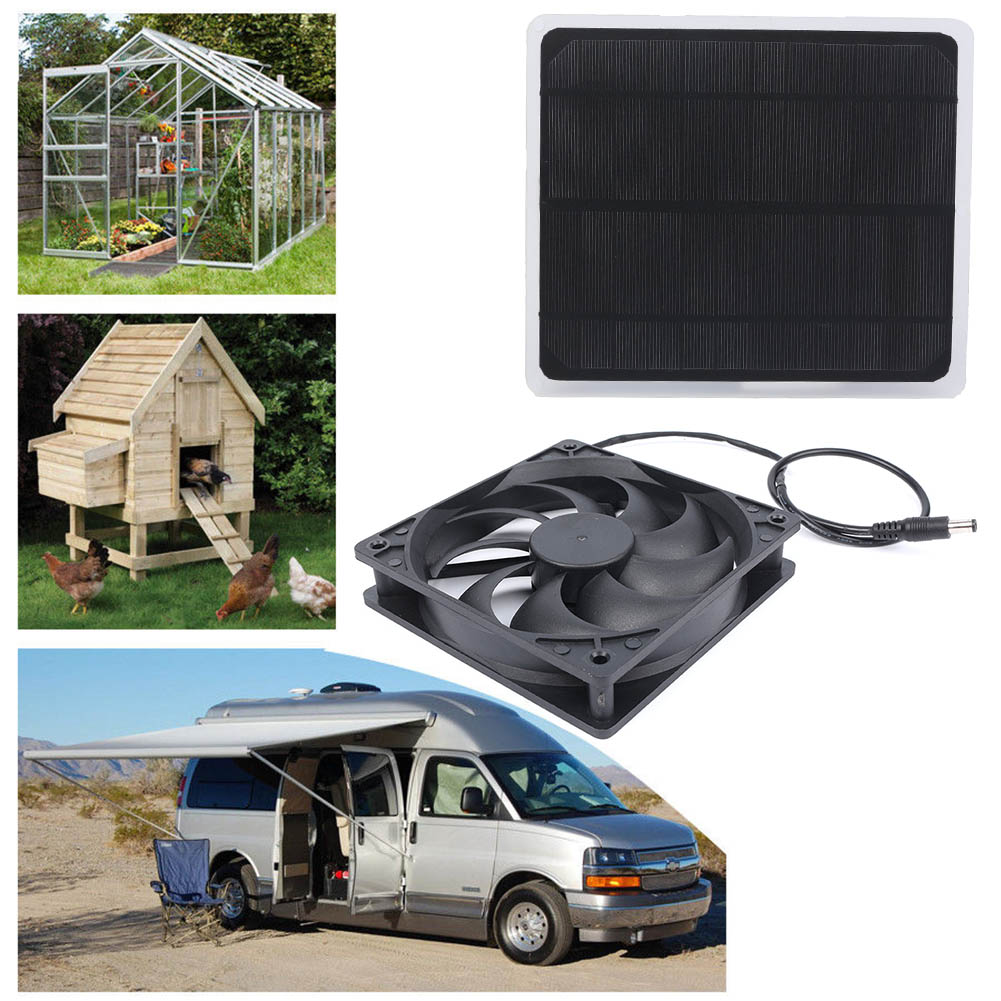 Usb Powered Solar Panel Fan For Rv Greenhouse Dog Chicken House Roof
