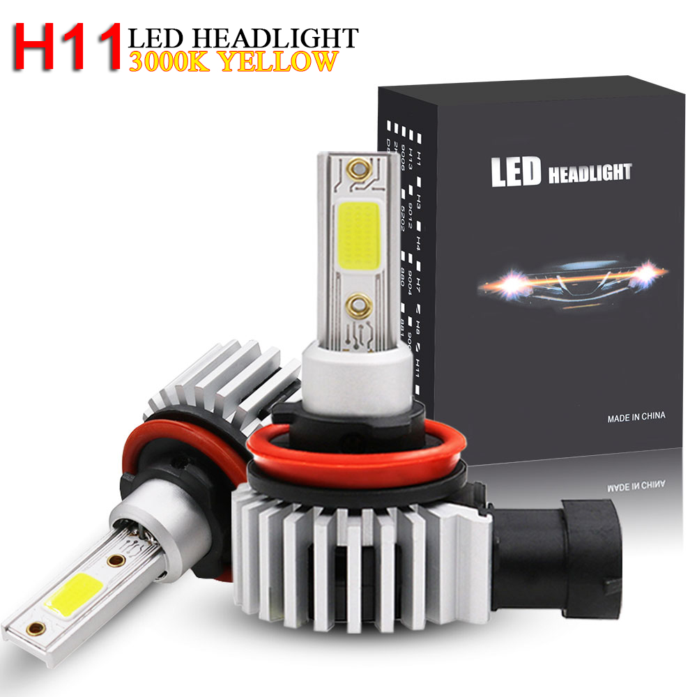 72W 8000LM High Beam//Low Beam//Fog Lights Extremely Bright FANTELI H1 3000K Yellow LED Headlight Bulbs All-in-One Conversion Kit