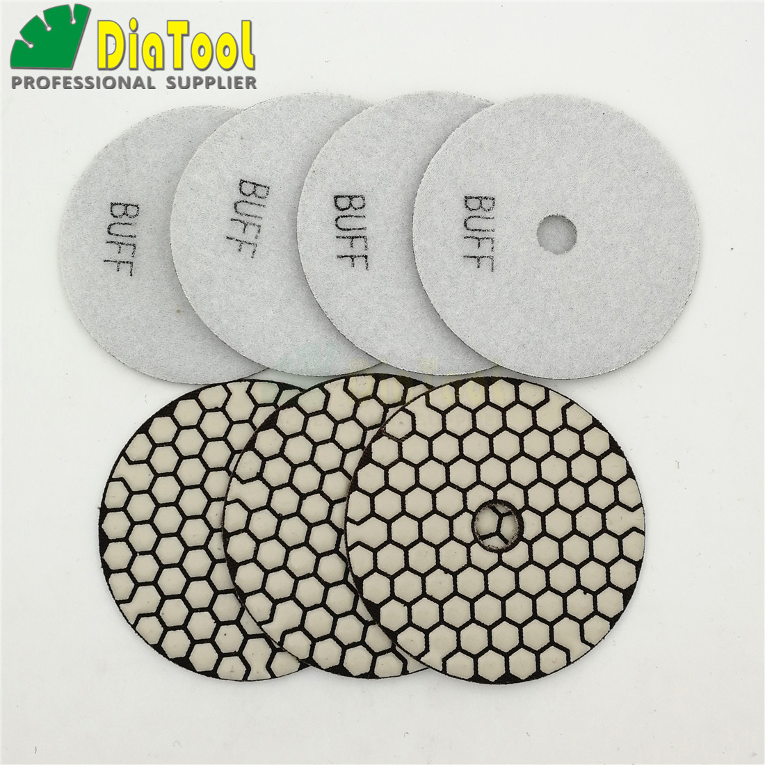 SHDIATOOL 7Pcs 4 Inch Dry Diamond Polishing Pads White Buff for Granite Marble Stone