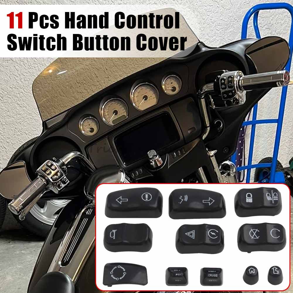 Black Hand Control Switch Housing Button Cap For Harley Road King Street Glide