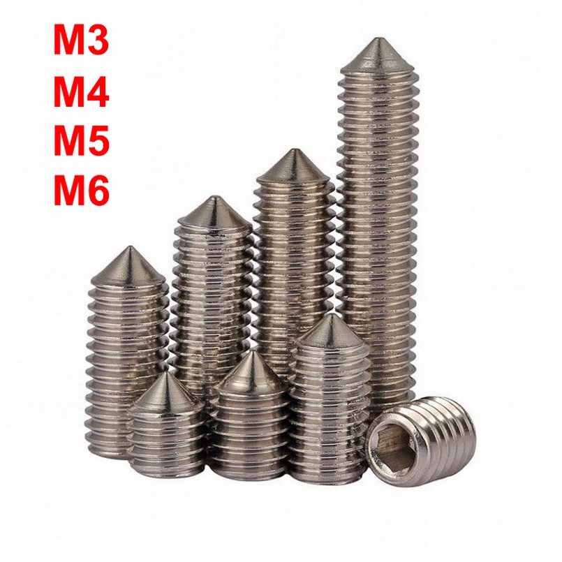 Din 914 Stainless Steel Cone Point Grub Screws Hex Socket Set Screw M3 M4 M5 M6 Ebay 