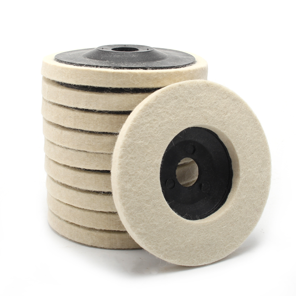 10X 100mm 4 Inch Round Wool Buffing Pad Polishing Wheel Felt Buffer Disc Set