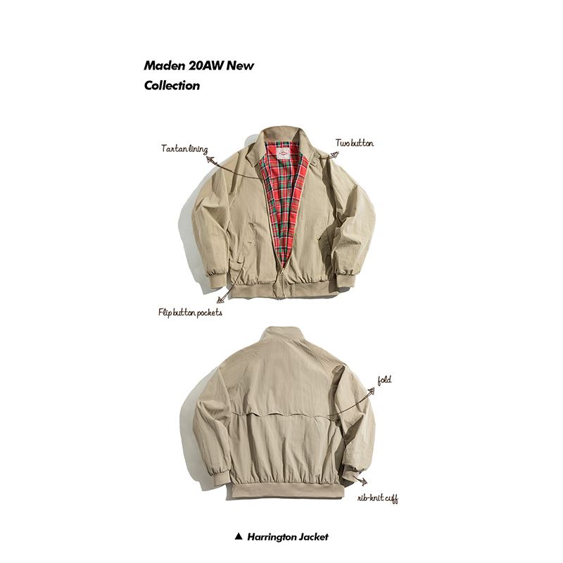 Mens Jacket Classic Harrington Coat Casual Retro Scooter